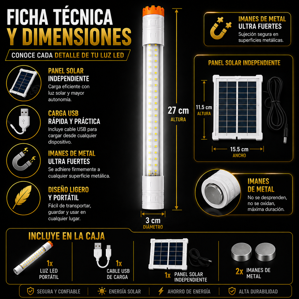 Luz magnética recargable